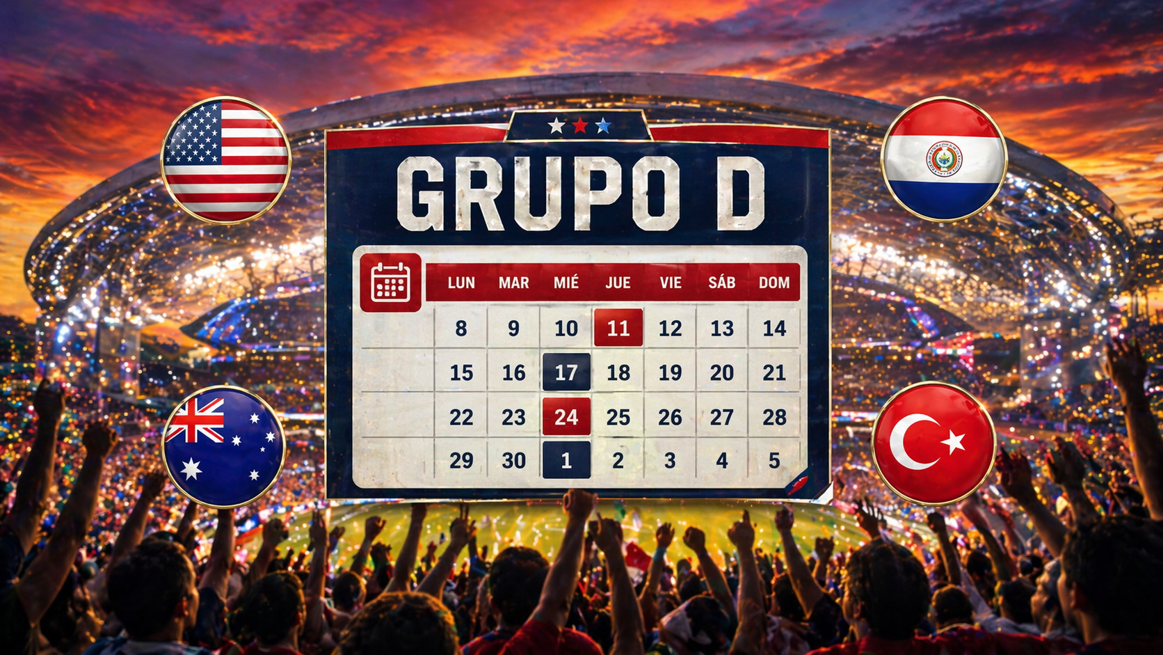 Calendario del Grupo D del Mundial 2026 (horario España)