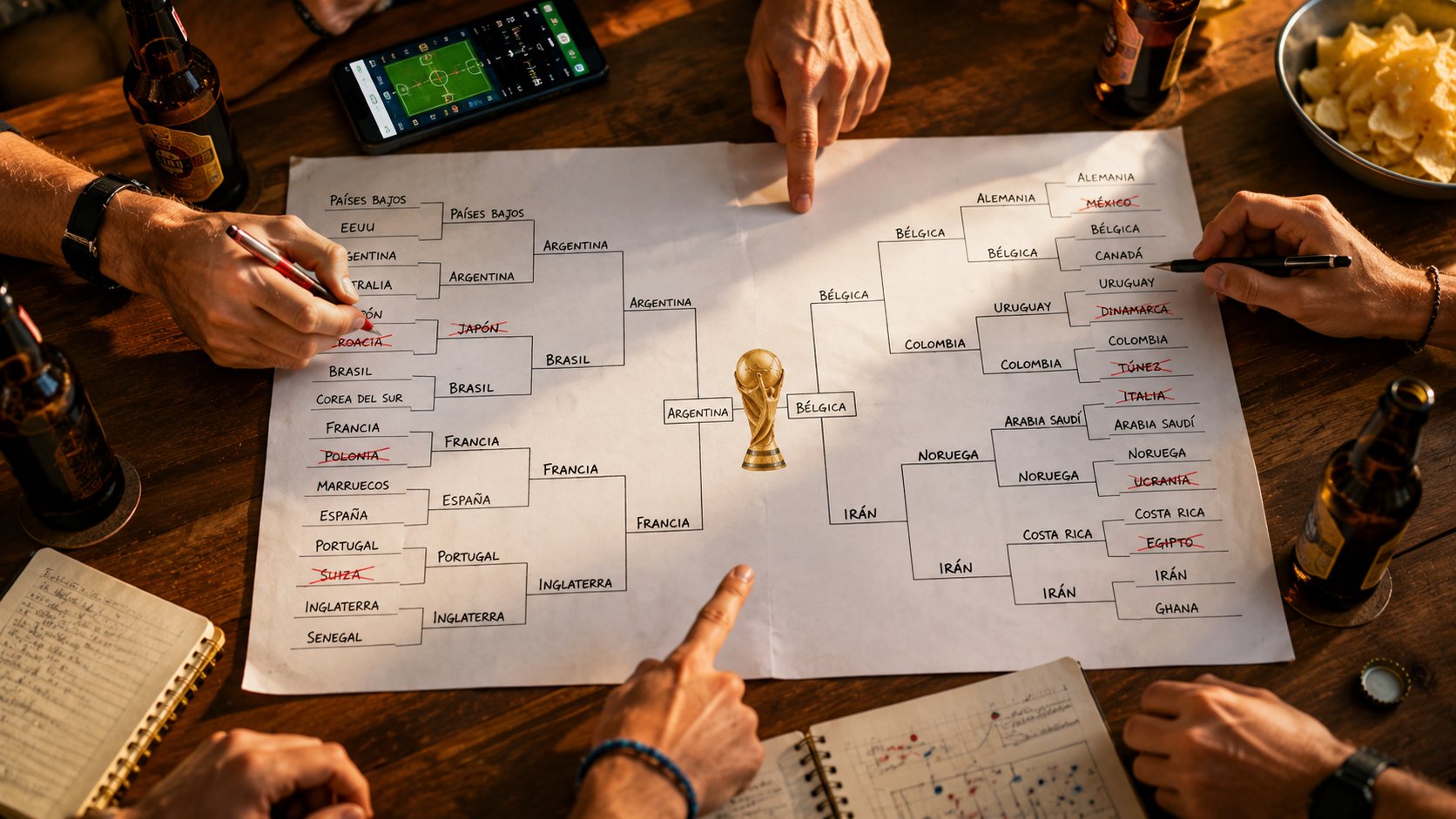 Simulacion completa del cuadro final del Mundial 2026